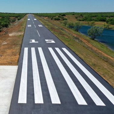 private landing strip with fresh pavement